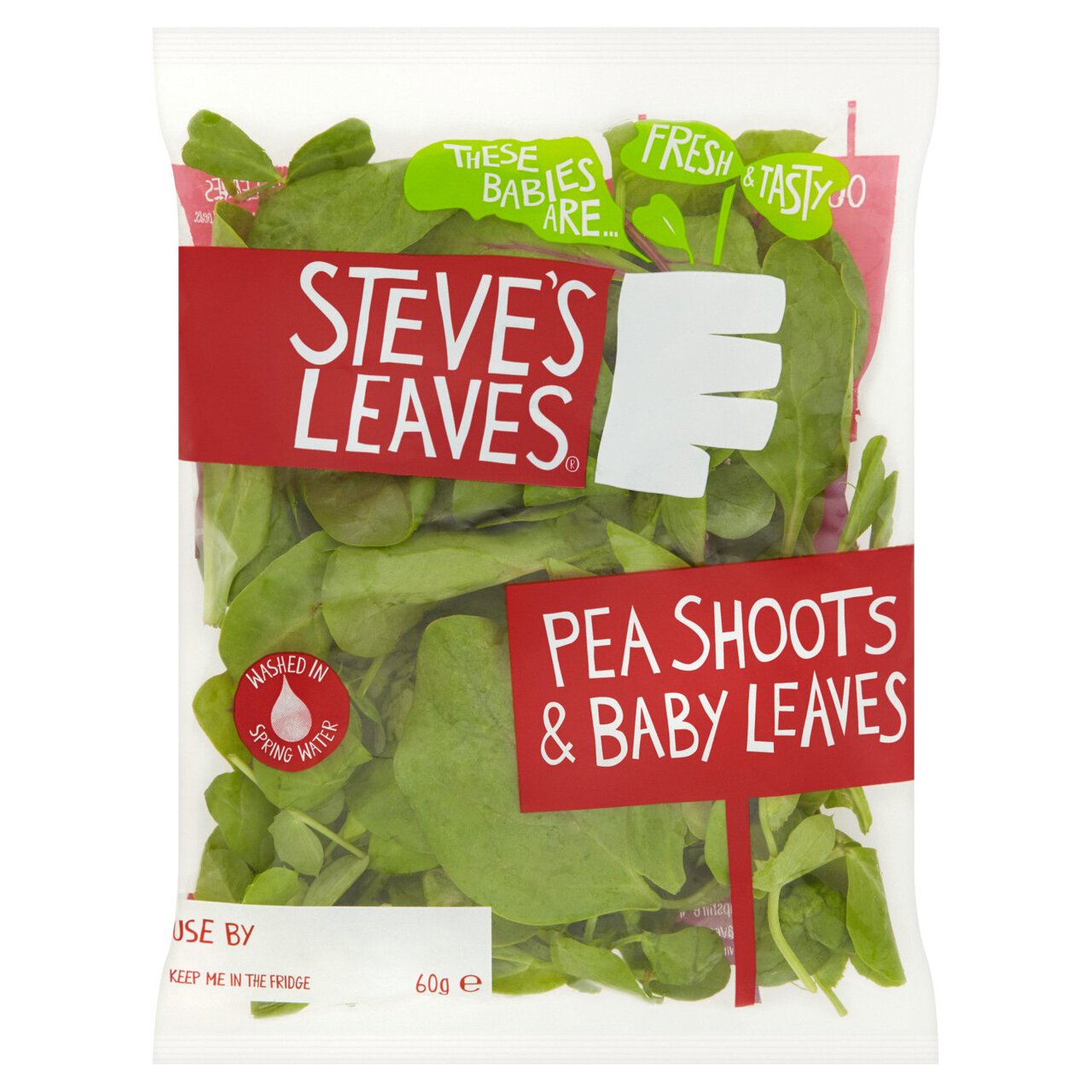 Steve's Leaves Pea Shoots & Baby Leaves 60g