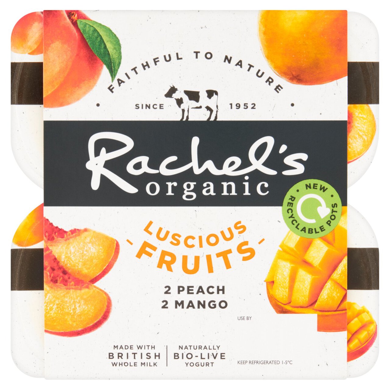 Rachel's Organic Luscious Fruits Peach & Mango 4 x 110g