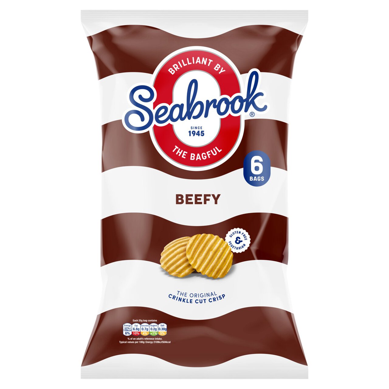 Seabrook Crinkle Cut Beefy Crisps 6 per pack