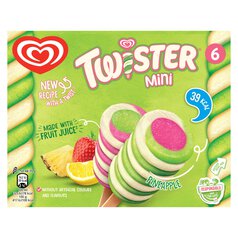 Twister Pineapple, Lemon-Lime, and Strawberry Mini Ice Cream Lollies 6 x 50ml