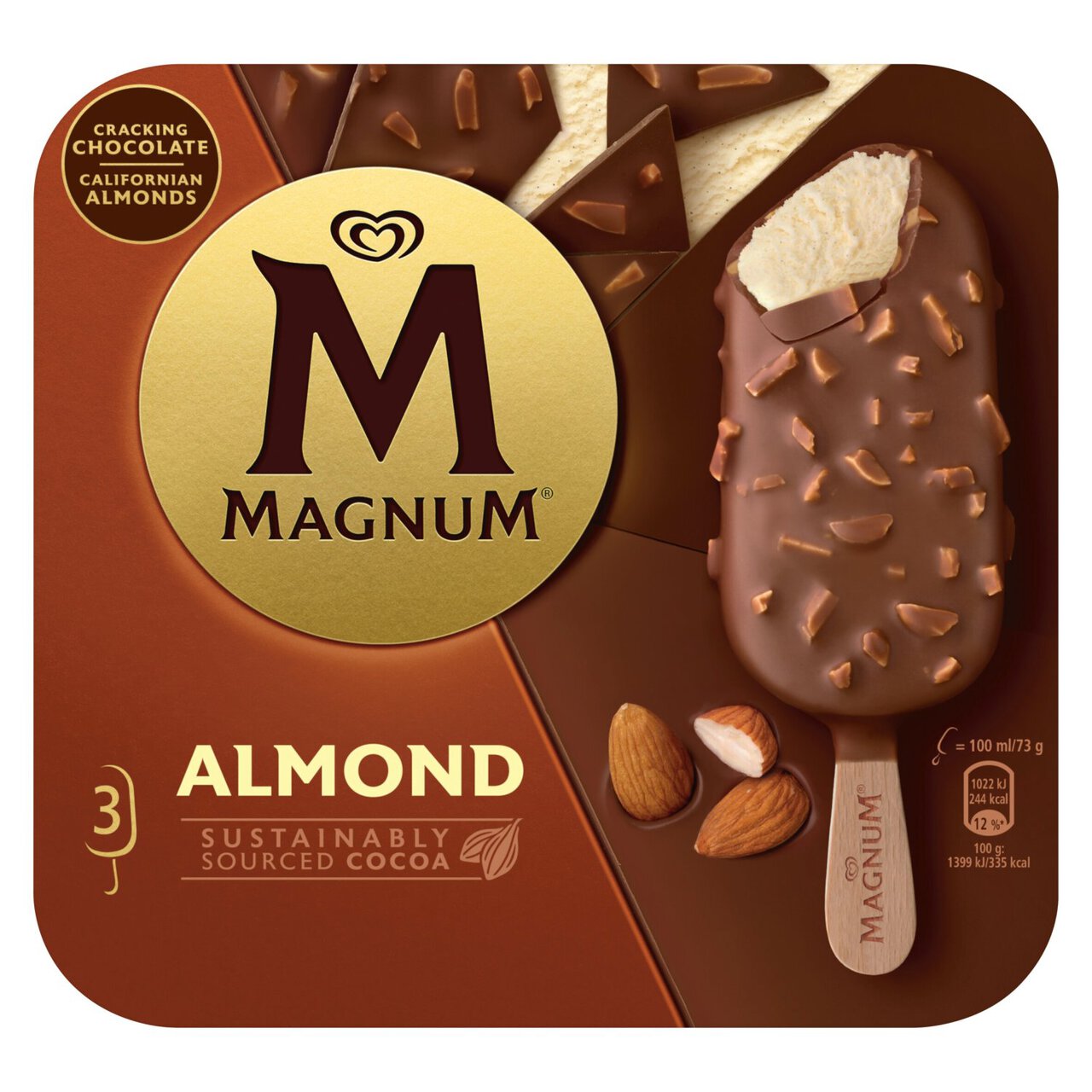 Magnum Almond Ice Cream Lollies 3 x 100ml