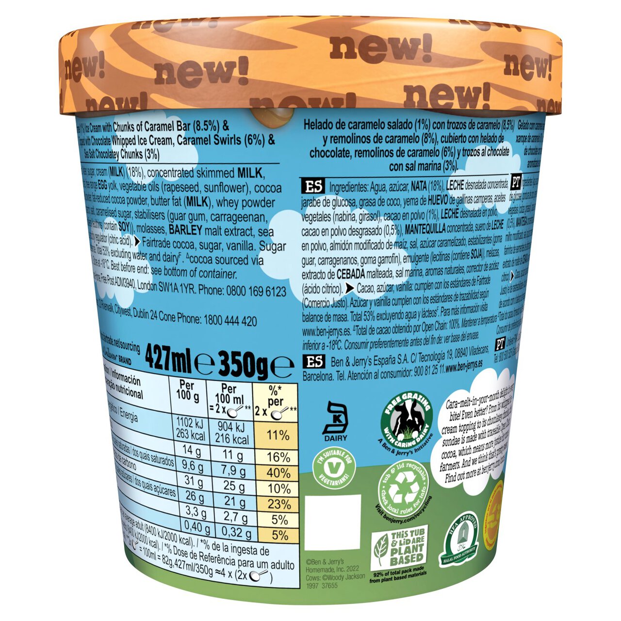 Ben & Jerry's Sundae Dulce DeLish Ice Cream Tub 427ml Zoom