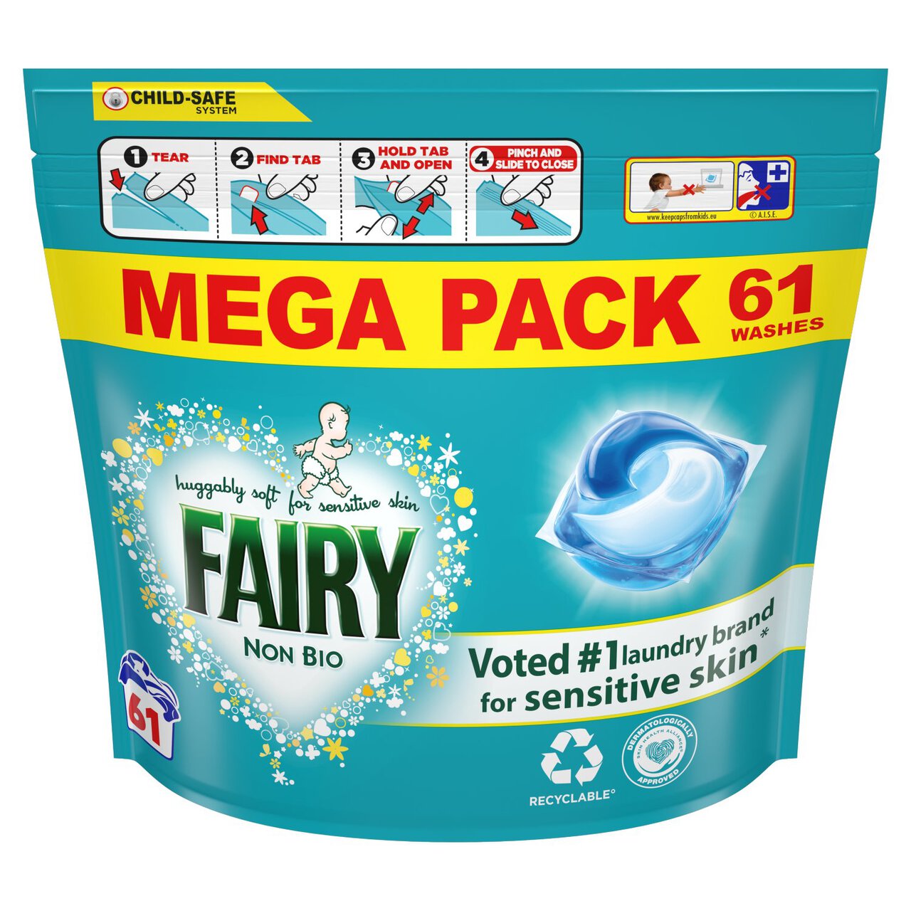 Fairy Non Bio Pods Washing Capsules Sensitive Skin 61 Washes 61 per pack