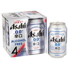 Asahi Super Dry 0% Alcohol Free Beer Lager Cans 4 x 330ml