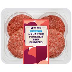 Ocado Reduced Fat Quarter Pounder Burgers 454g