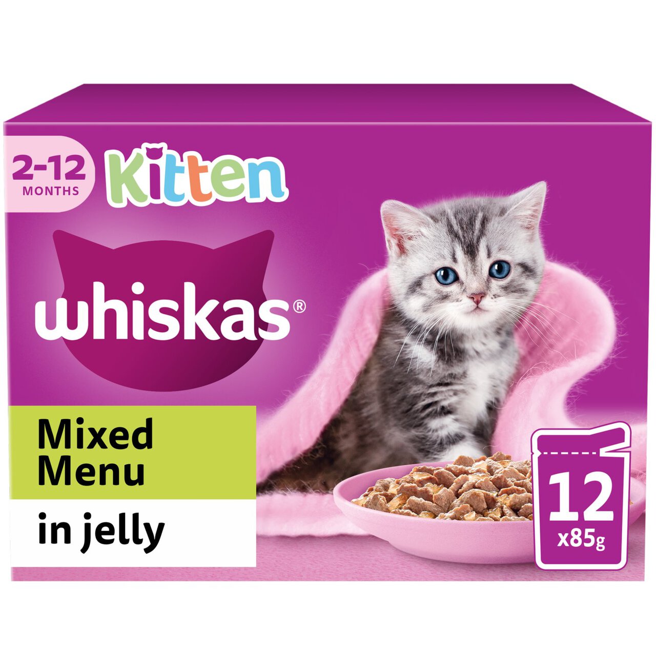 Whiskas Kitten 2-12months Mixed Fish & Meat in Jelly 12 x 85g