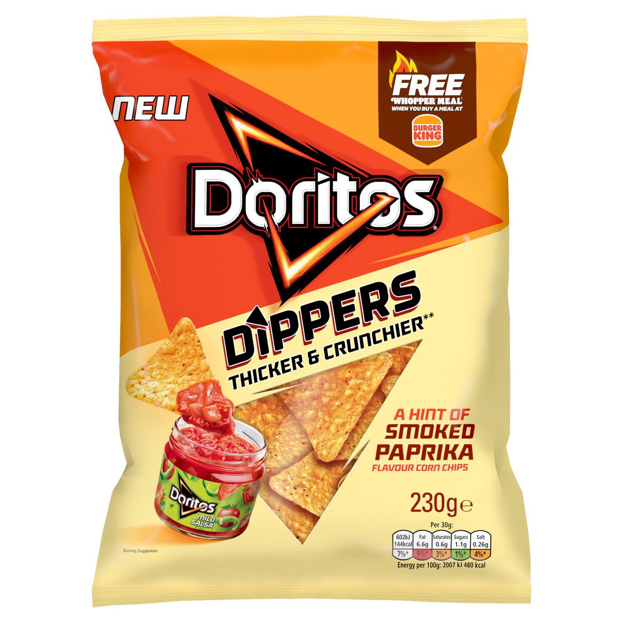 Doritos Dippers Hint of Paprika Tortilla Chips Sharing Bag Crisps 230g