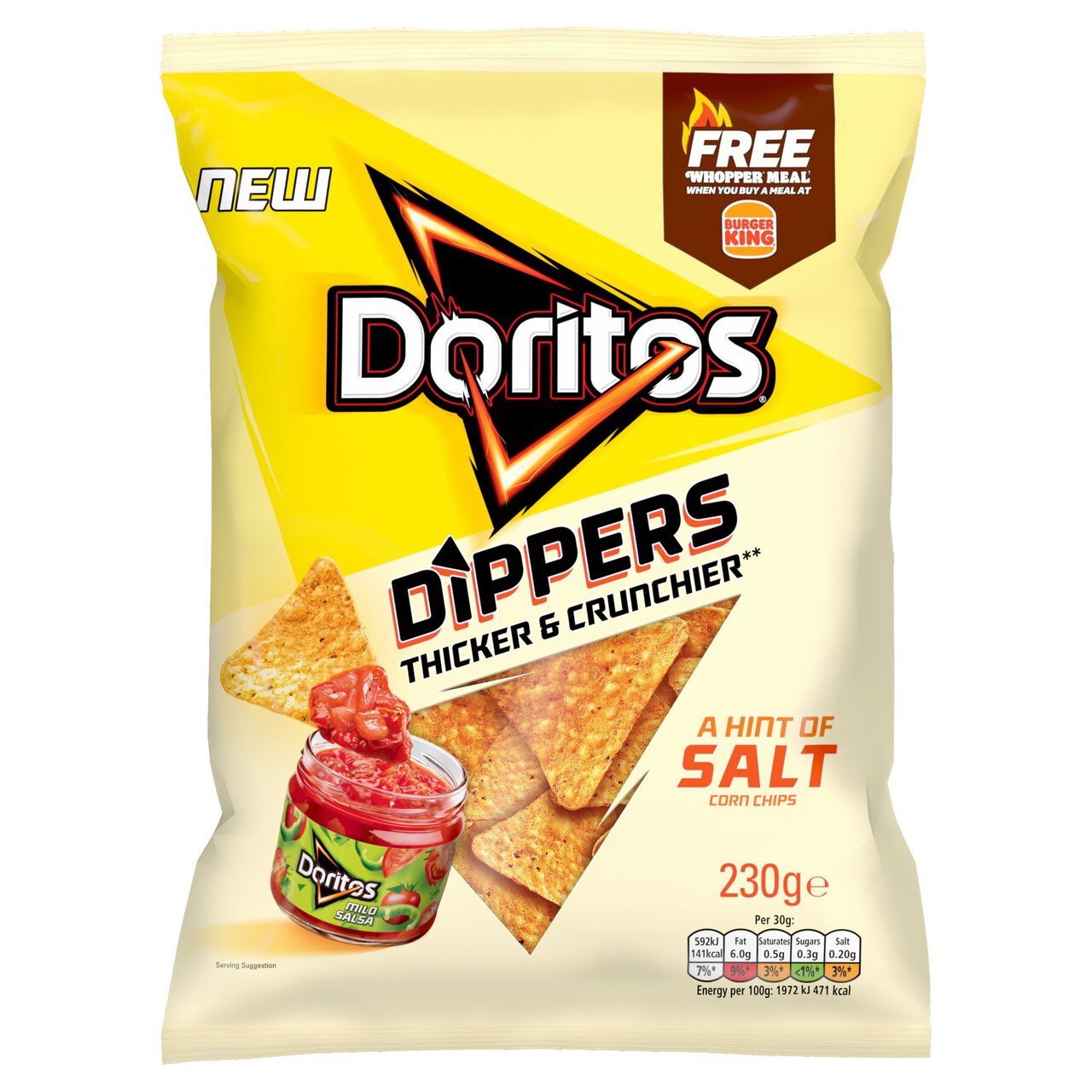Doritos Dippers Hint of Salt Tortilla Chips Sharing Bag Crisps 230g