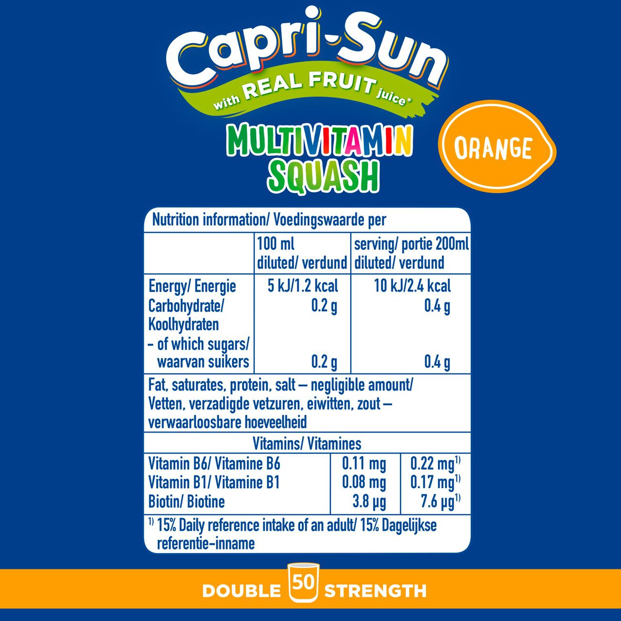 Capri-Sun Double Strength Orange Multivitamin Squash 1l