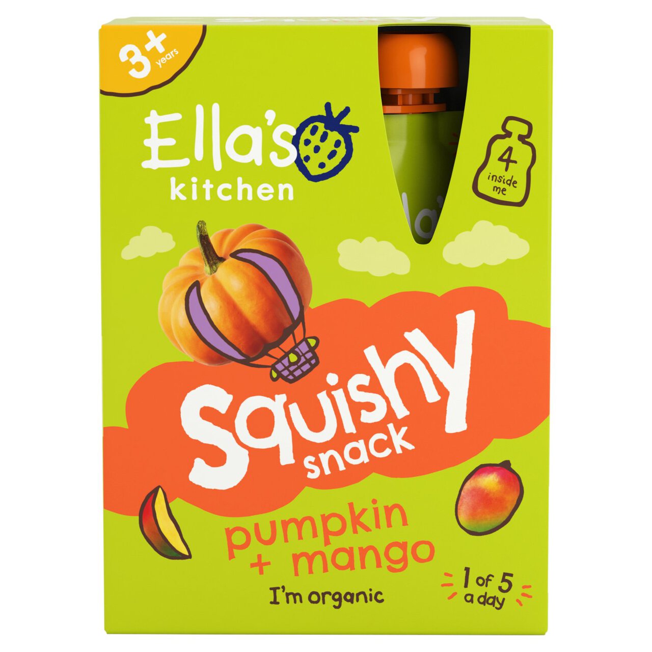 Ella's Kitchen Mango and Pumpkin Kids Snack Multipack Pouch 3+ Years 4 per pack