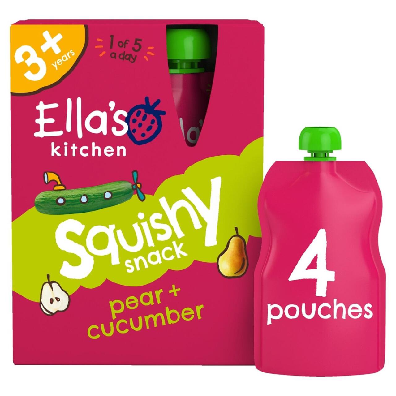 Ella's Kitchen Pear and Cucumber Kids Snack Multipack Pouch 3+ Years 4 per pack