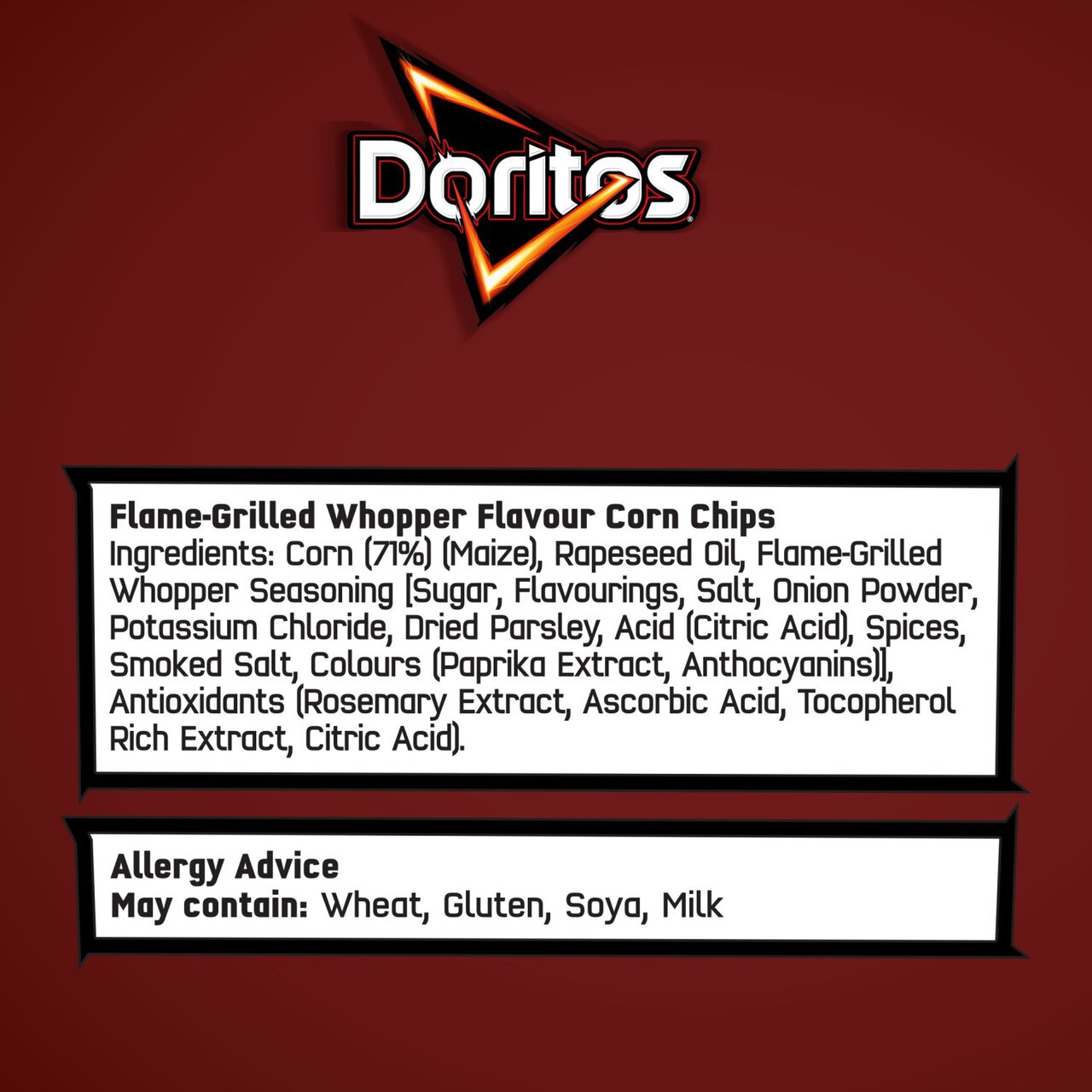 Doritos Burger King Flame Grilled Whopper Tortilla Chips Sharing Bag Crisps 180g