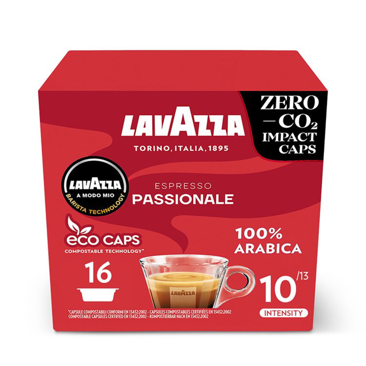 Lavazza A Modo Mio Compostable Passionale Coffee Capsules 16 per pack