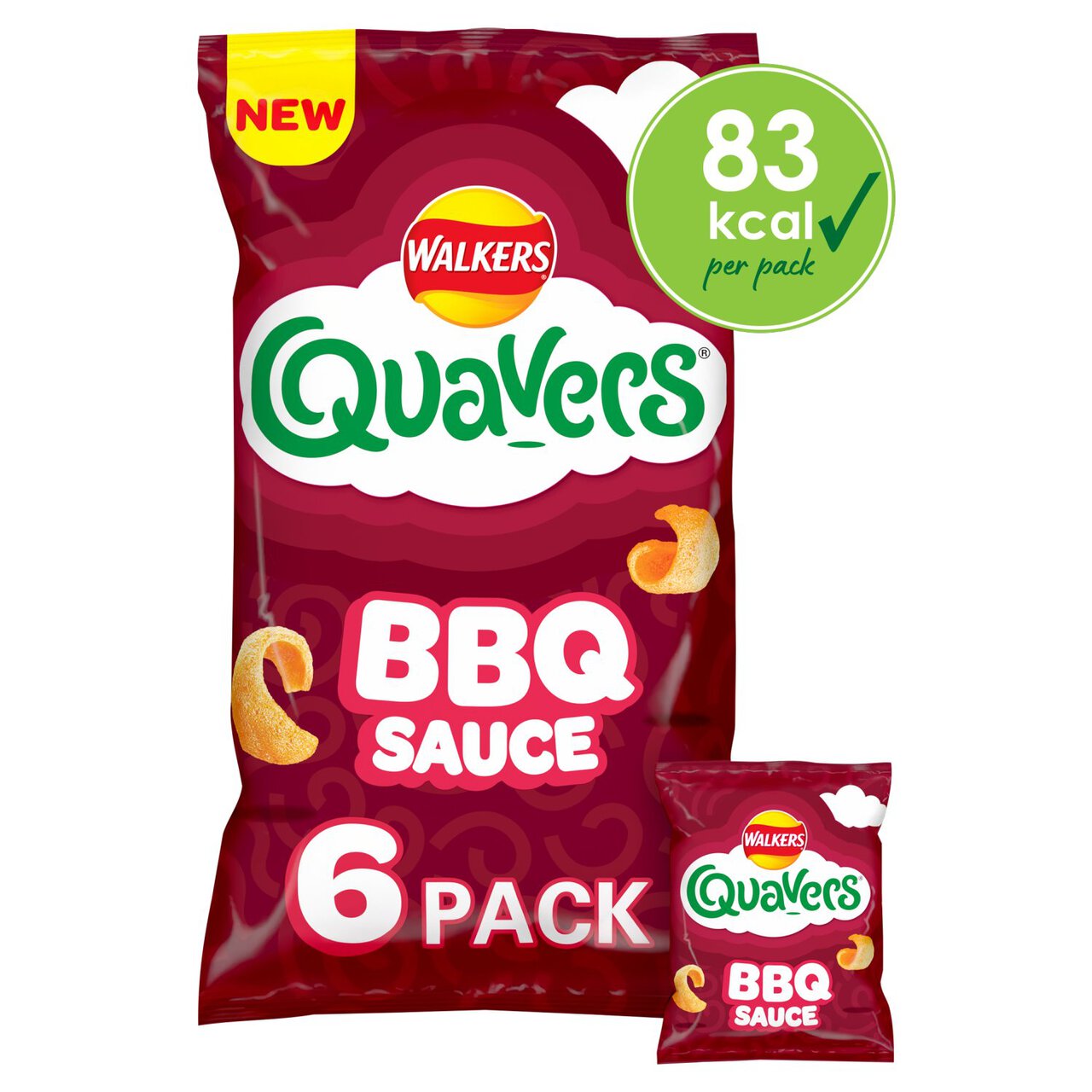 Walkers Quavers BBQ Sauce Multipack Snacks Crisps 6 per pack