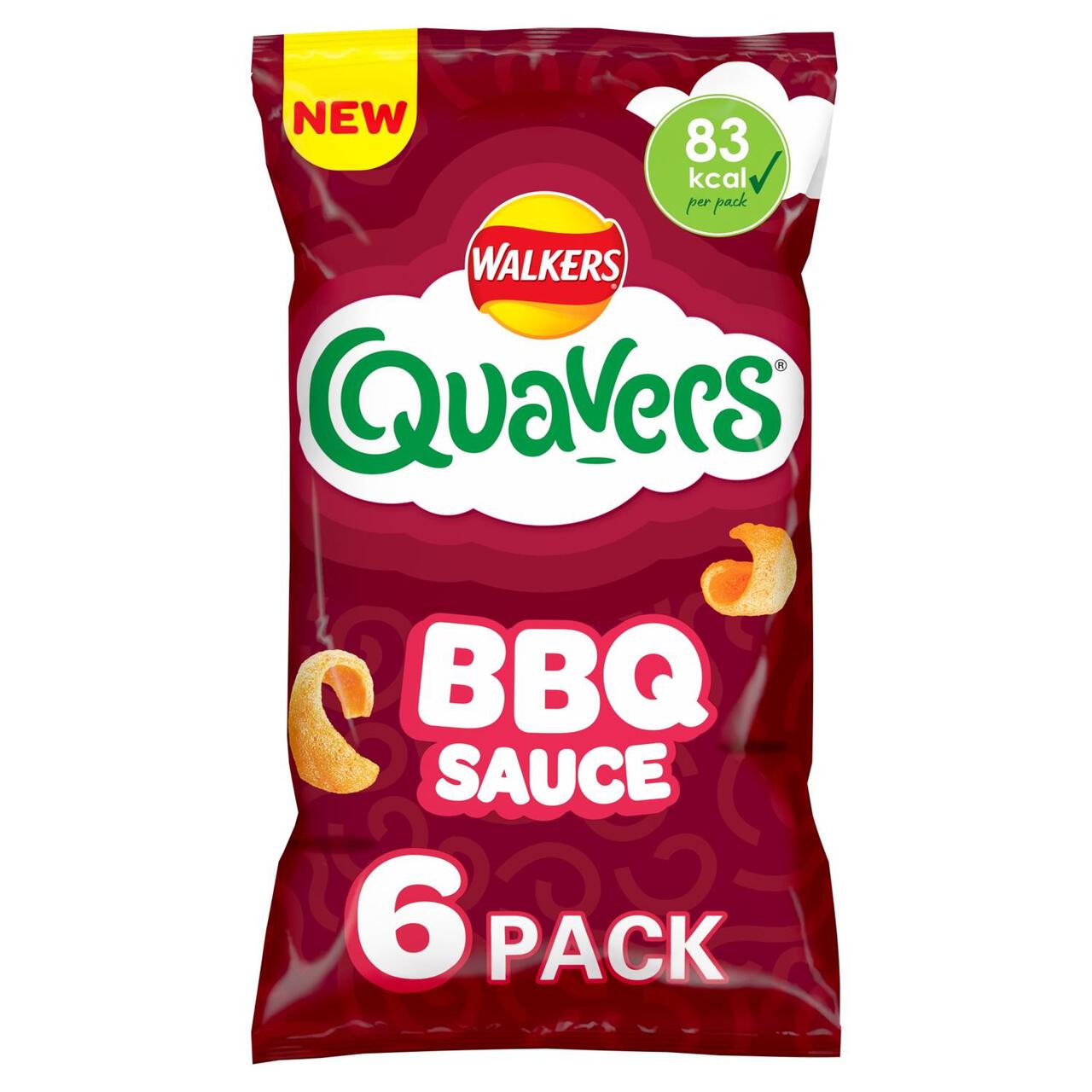 Walkers Quavers BBQ Sauce Multipack Snacks Crisps 6 per pack
