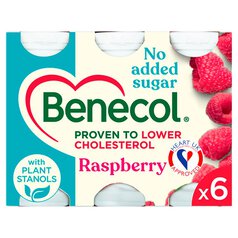 Benecol Cholesterol Lowering Yoghurt Drink Raspberry No Added Sugar 6 x 67.5g