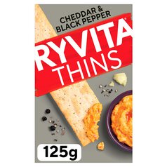 Ryvita Cheddar & Black Pepper Thins 125g