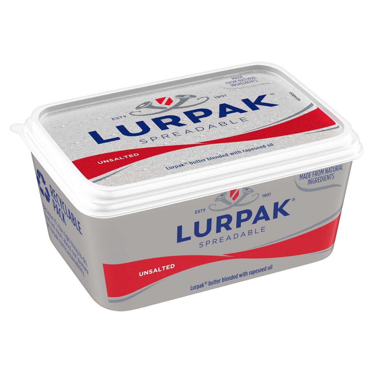 Lurpak Unsalted Spreadable Blend of Butter and Rapeseed Oil 400g