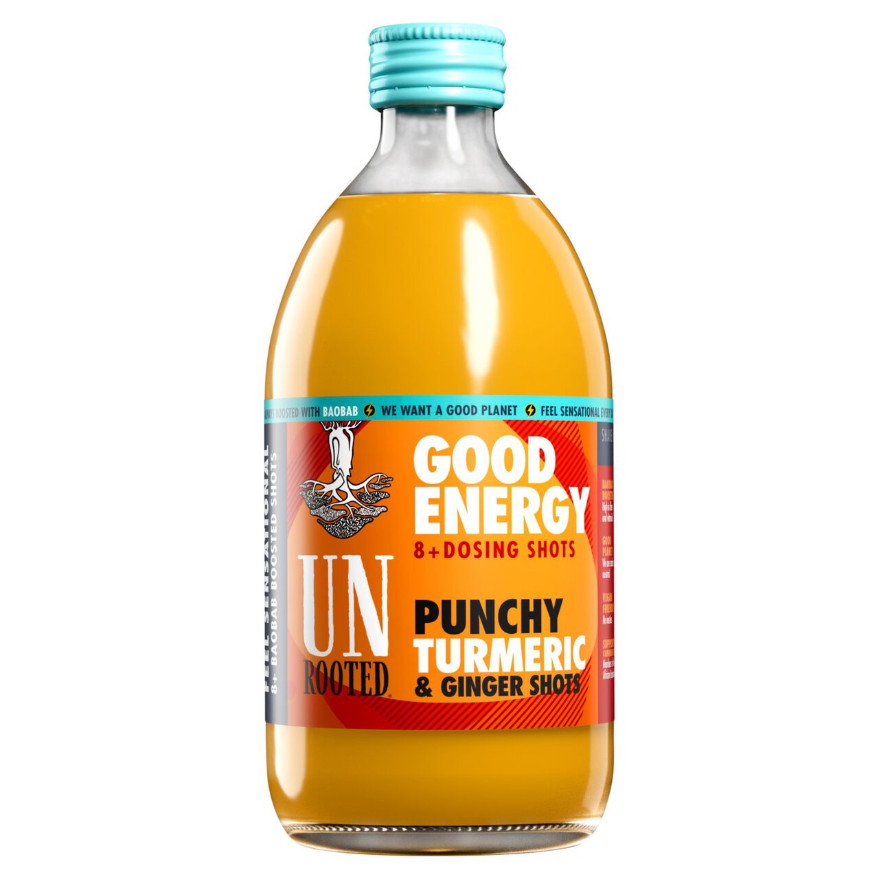 Unrooted Drinks Good Energy Punchy Turmeric & Ginger Dosing 8 Shots 500ml