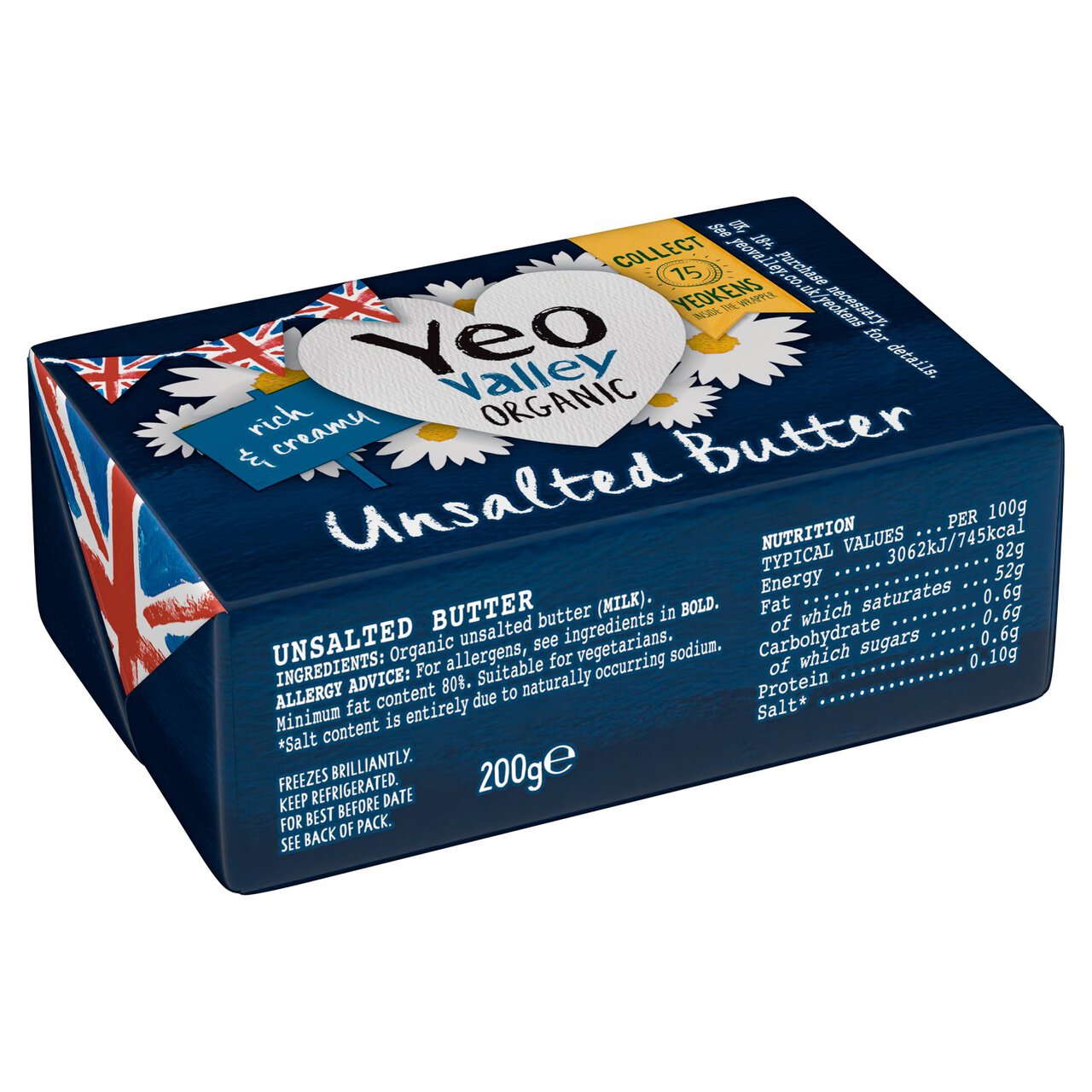 Yeo Valley Organic Unsalted Butter 200g 200g