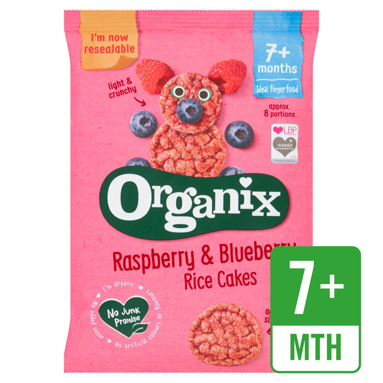 Organix Raspberry & Blueberry Organic Rice Cakes, 7 mths+ 50g