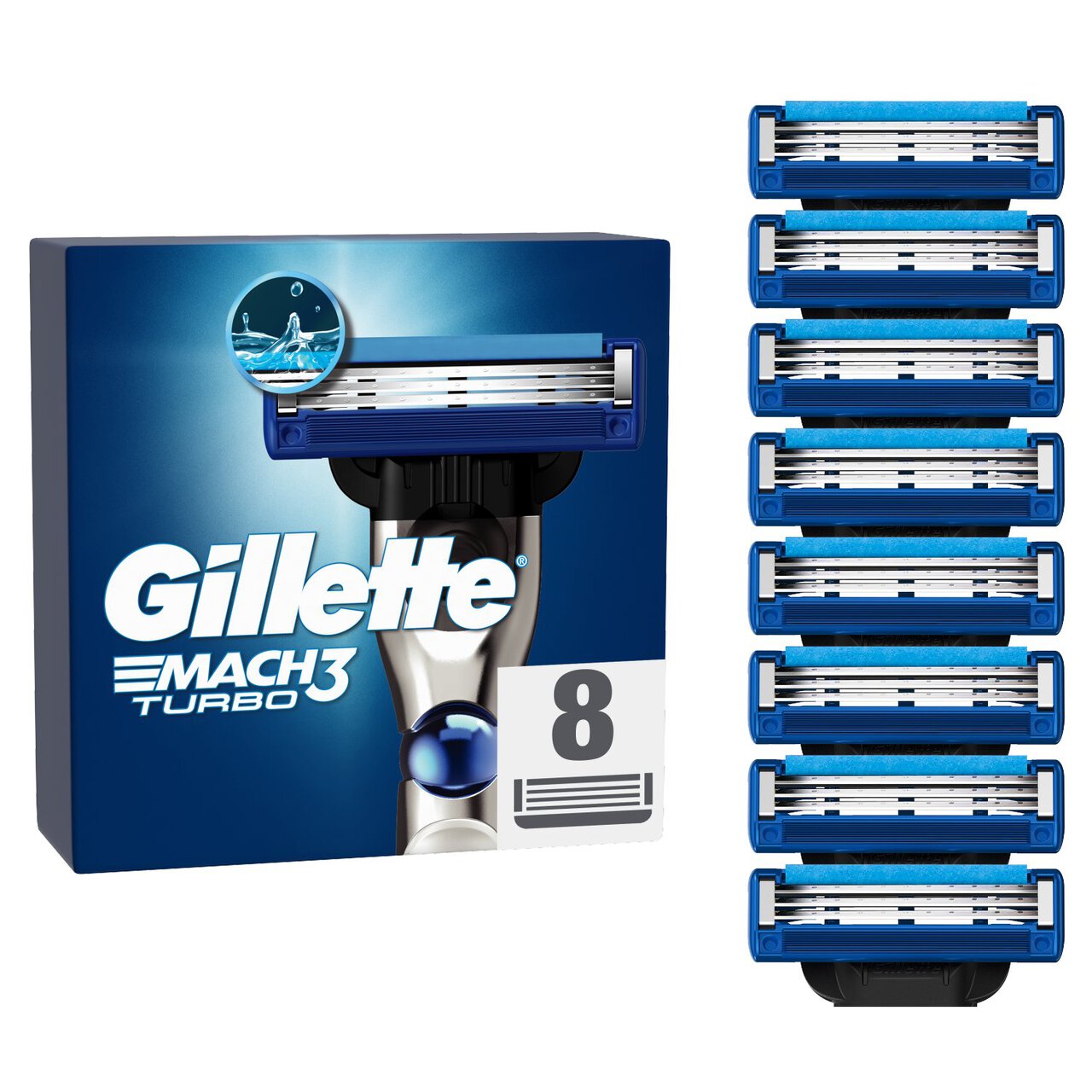 Gillette Mach 3 Turbo Razor Blades 8 per pack