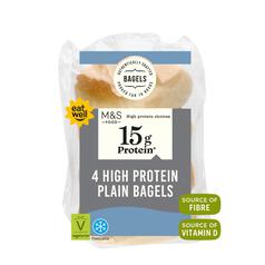 M&S High Protein Plain Bagels 4 per pack
