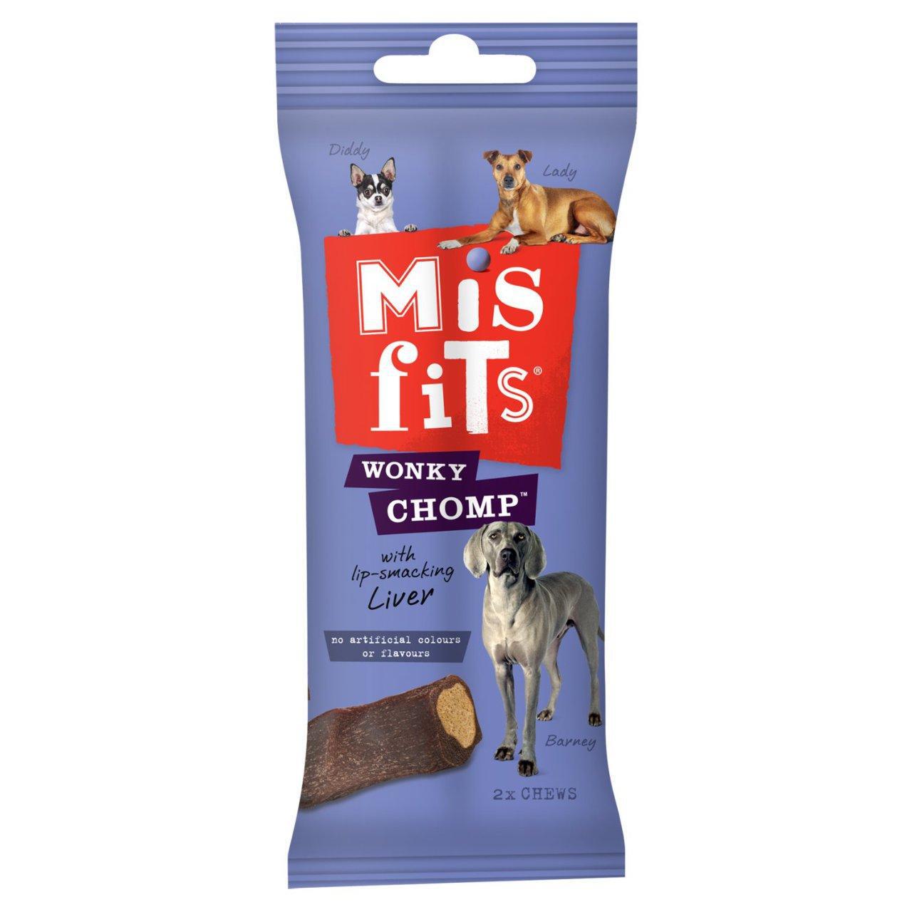Misfits Wonky Chomp Adult Medium Dog Treats Liver 2 x 85g