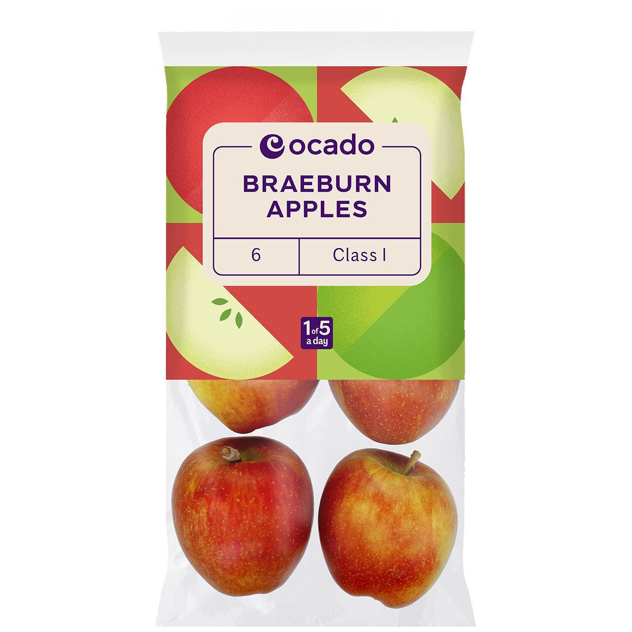 Ocado British Braeburn Apples min 6 per pack