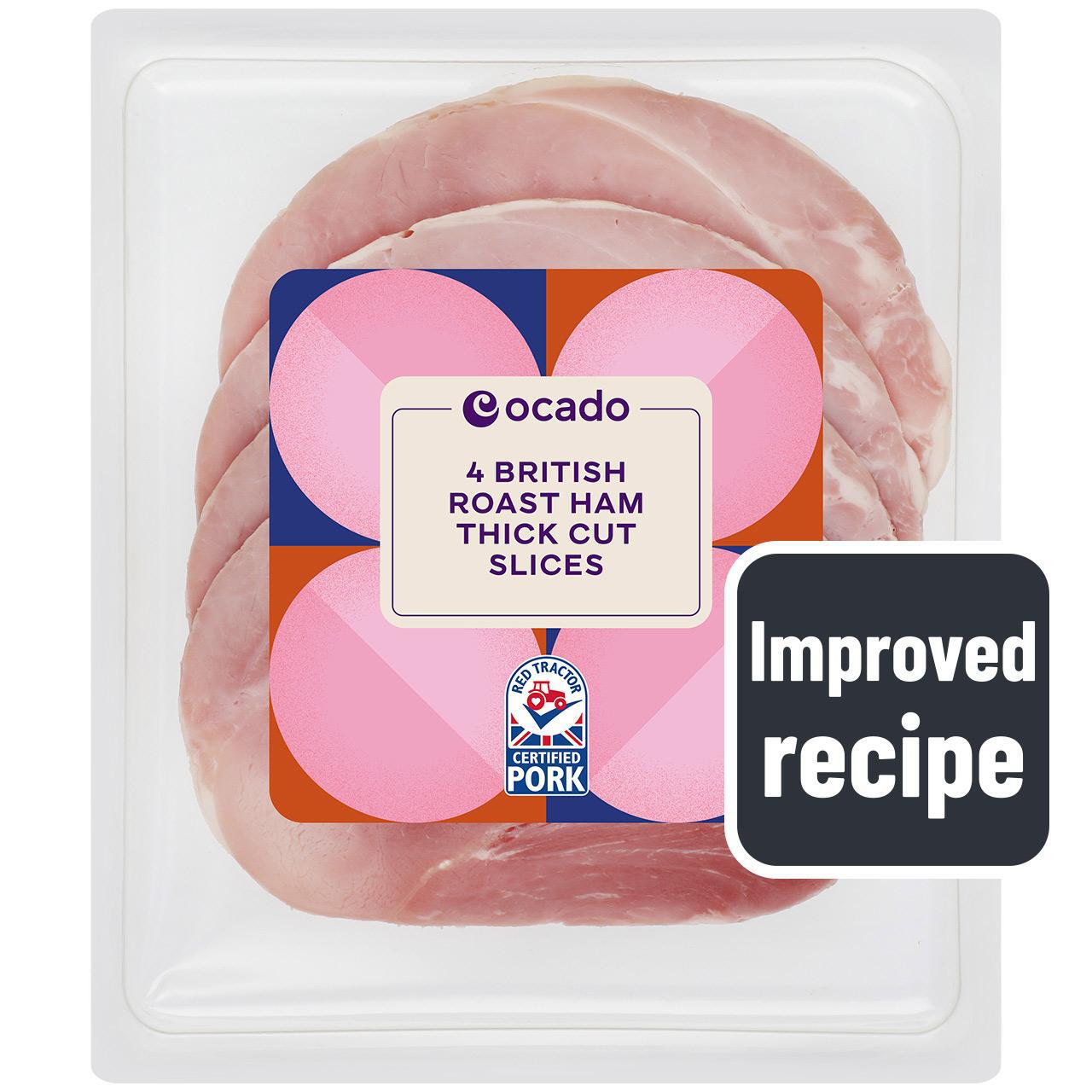 Ocado British Roast Ham Thick Cut 4 Slices No Added Water 180g