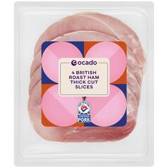 Ocado British Roast Ham Thick Cut 4 Slices No Added Water 180g