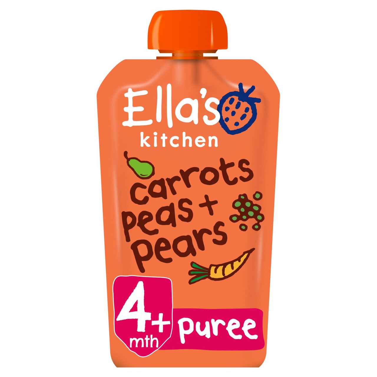 Ella's Kitchen Carrots, Peas and Pears Baby Food Pouch 4+ Months 120g