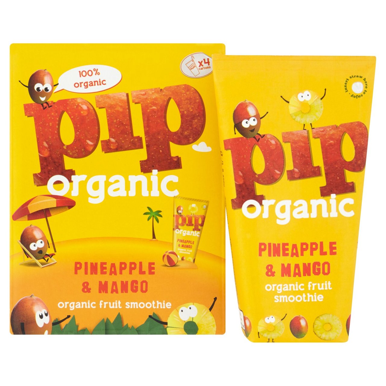 Pip Organic Pineapple & Mango Smoothie Cartons 4 x 180ml