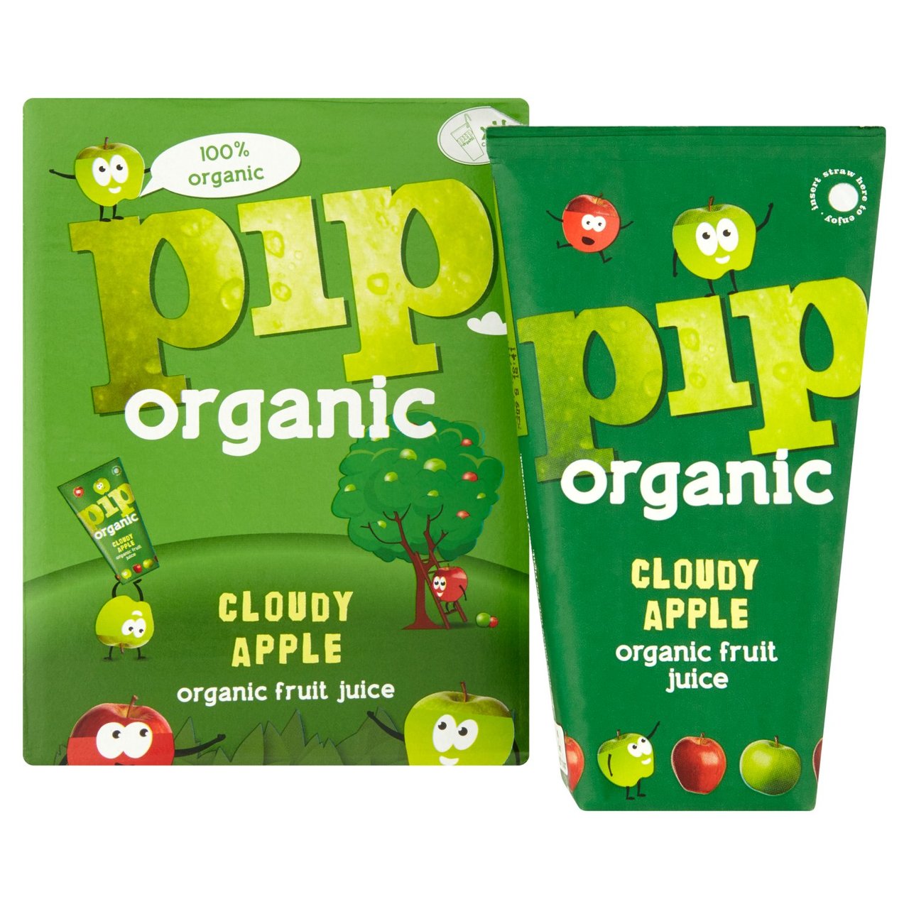 Pip Organic Cloudy Apple Juice Cartons 4 x 180ml