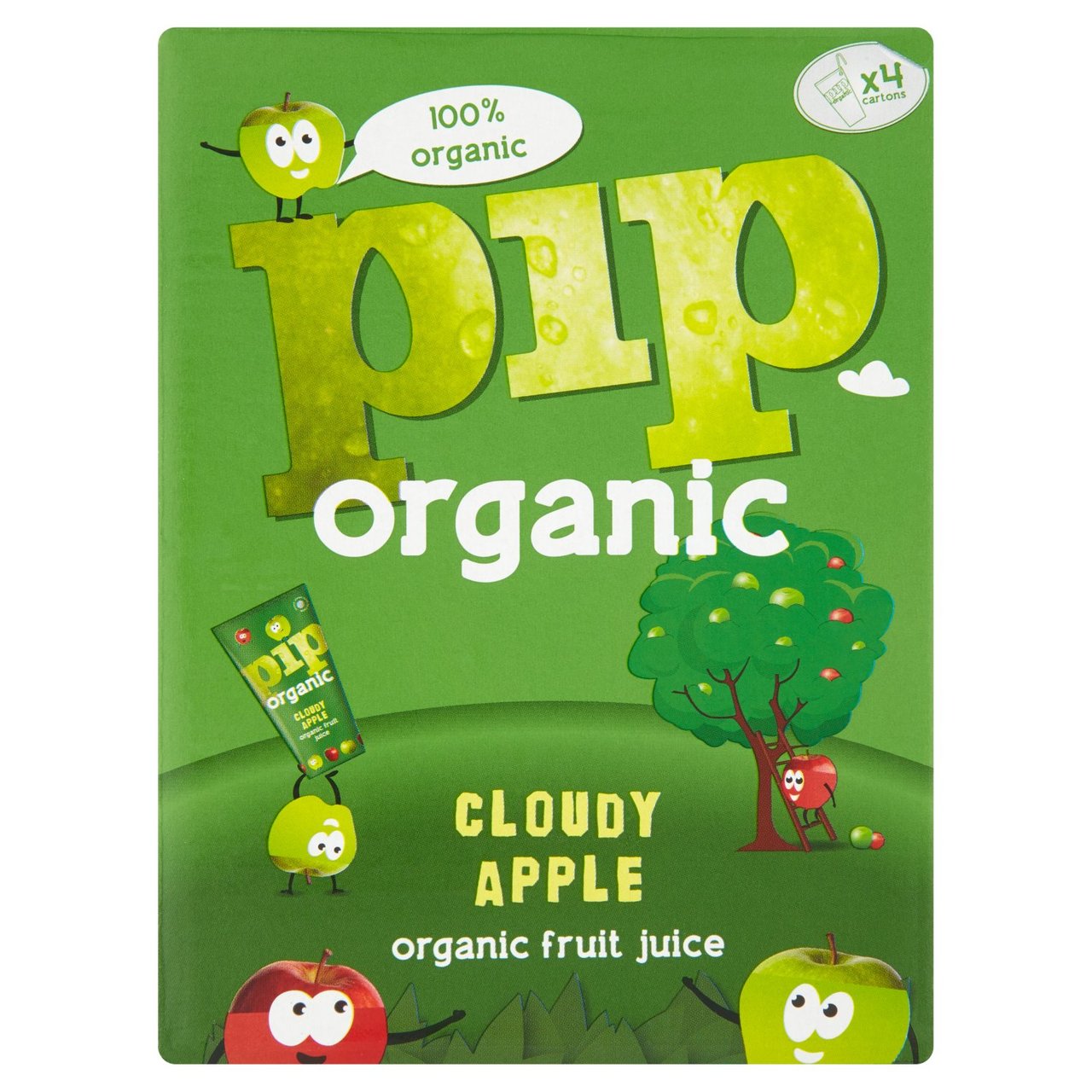Pip Organic Cloudy Apple Juice Cartons 4 x 180ml