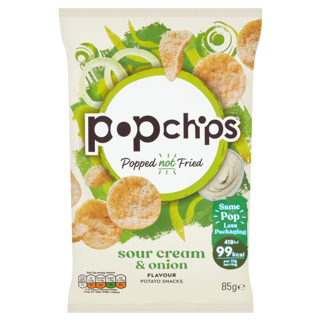 Popchips Sour Cream And Onion Sharing Crisps 85g Zoom