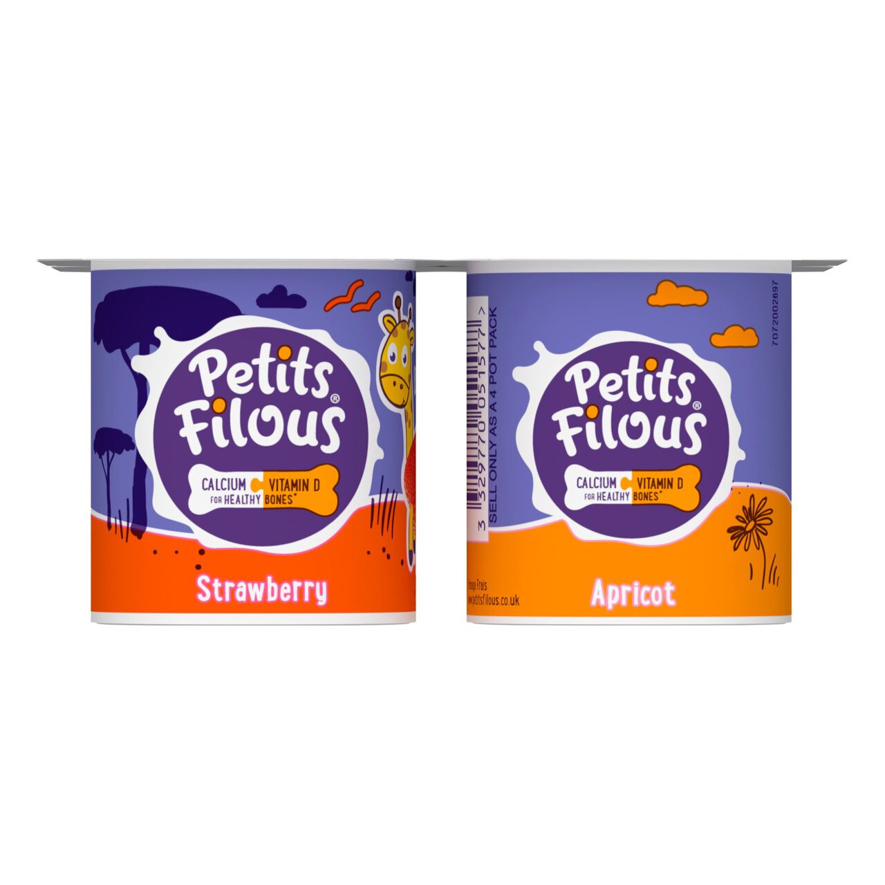 Petits Filous Kids Strawberry & Apricot Yoghurt Pots 4 x 85g