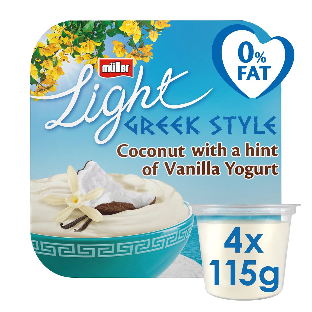 Muller Light Greek Style Coconut with a Hint of Vanilla Yogurt 4 x 115g