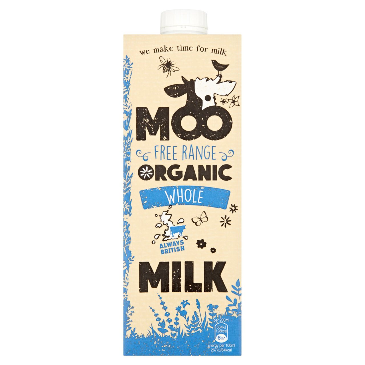 Moo Organic Whole Long Life Milk 1l