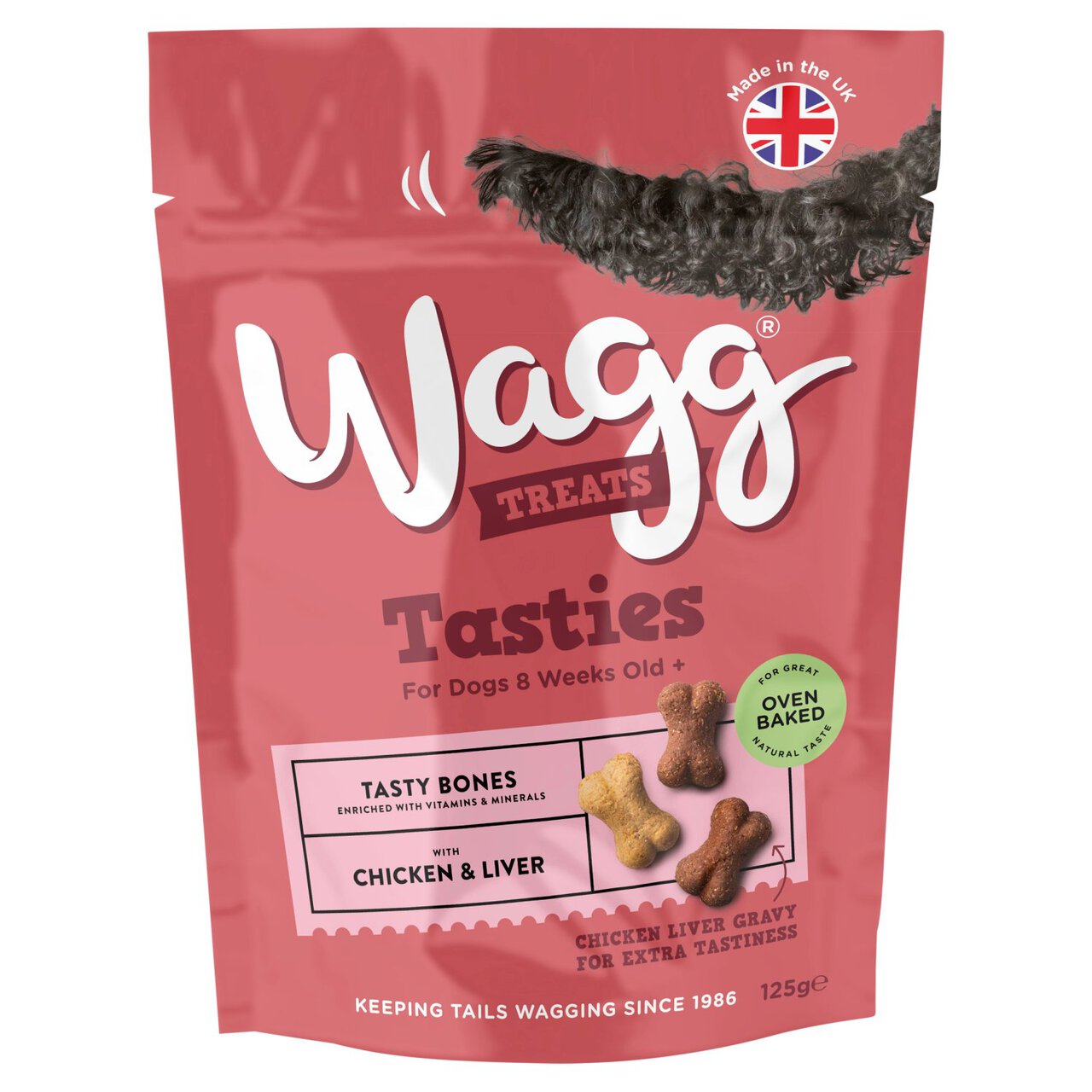 Wagg Tasty Bones Dog Treats with Chicken & Liver 125g
