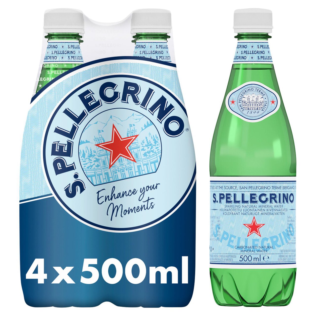 San Pellegrino Sparkling Natural Mineral Water 4 x 500ml