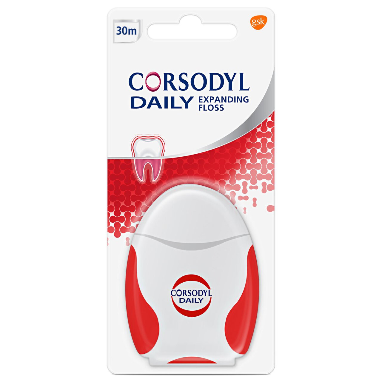 Corsodyl Expanding Floss Daily Plaque Removal For Healthy Gums 30ml 30m