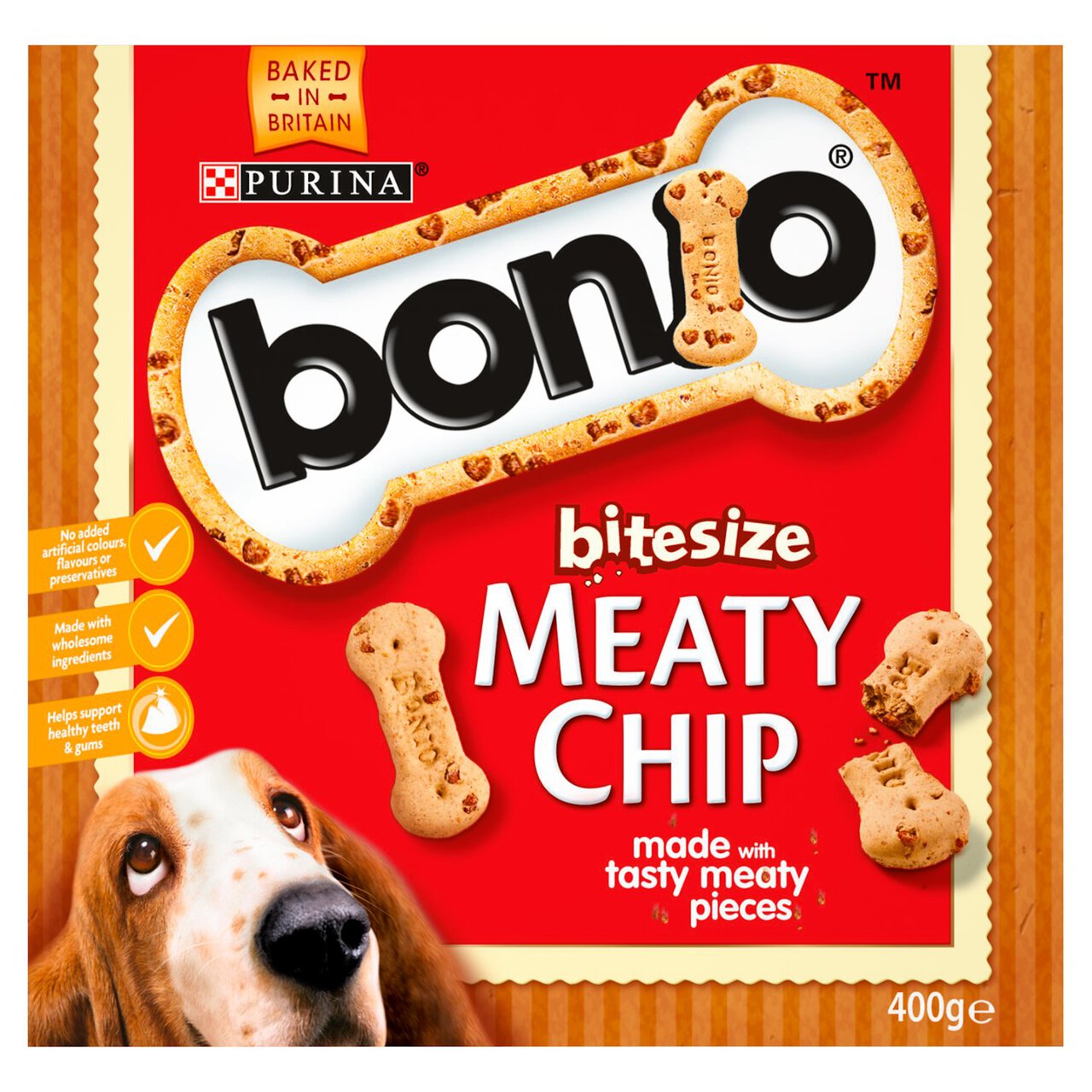 Bonio Bitesize Biscuits Dog Food Meaty Chip 400g
