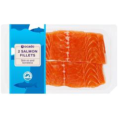 Ocado 2 Salmon Skin On Mid/Tail Fillets 240g