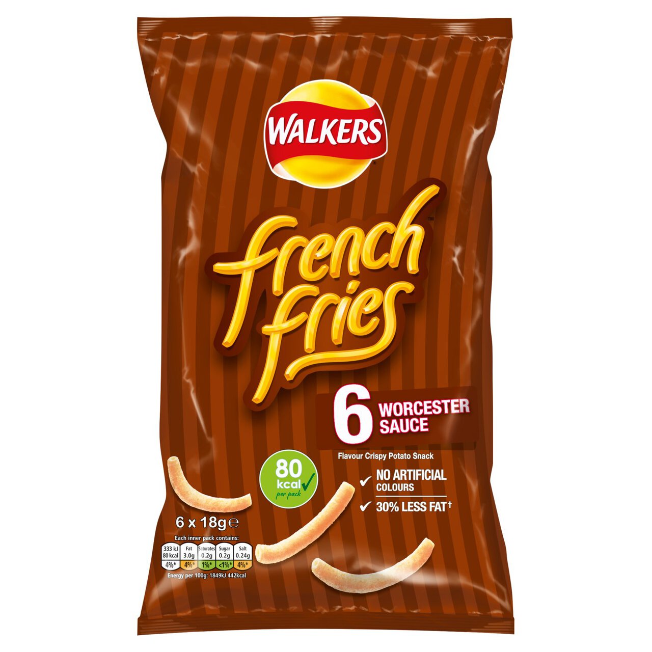 Walkers French Fries Worcester Sauce Snacks 6 per pack
