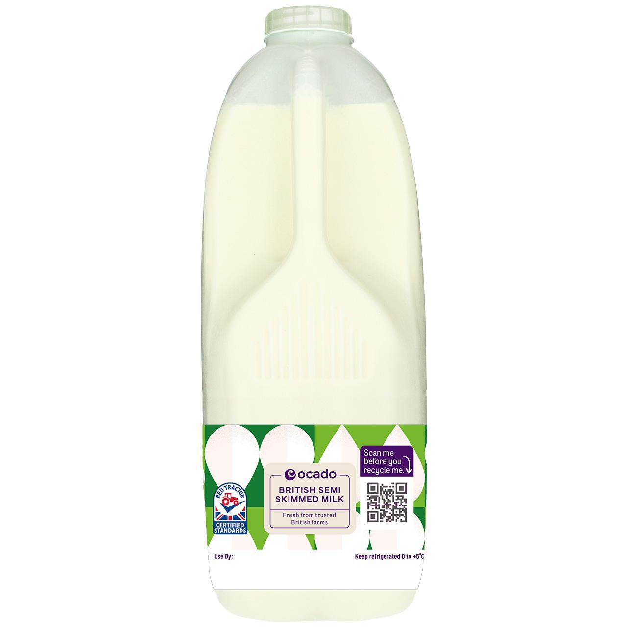 Ocado British Semi Skimmed Milk 4 Pints 2.272l
