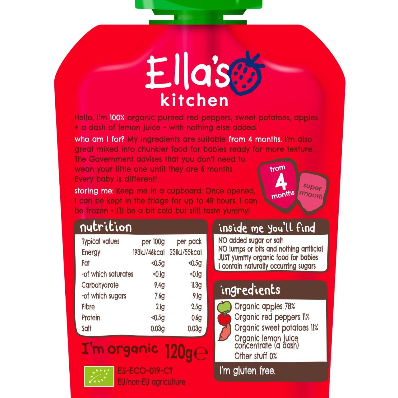 Ella's Kitchen Apples, Sweet Potatoes and Peppers Baby Food Pouch 4+ Months 120g