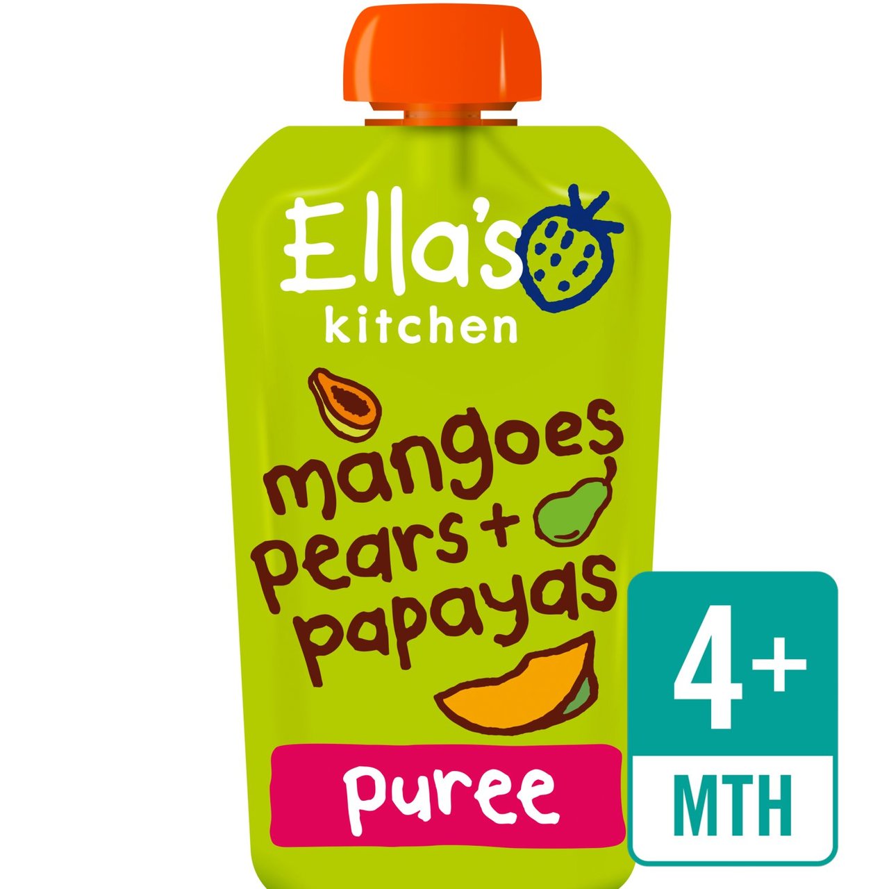 Ella's Kitchen Mangoes, Pears & Papayas Organic Puree Pouch, 4 mths+ 120g