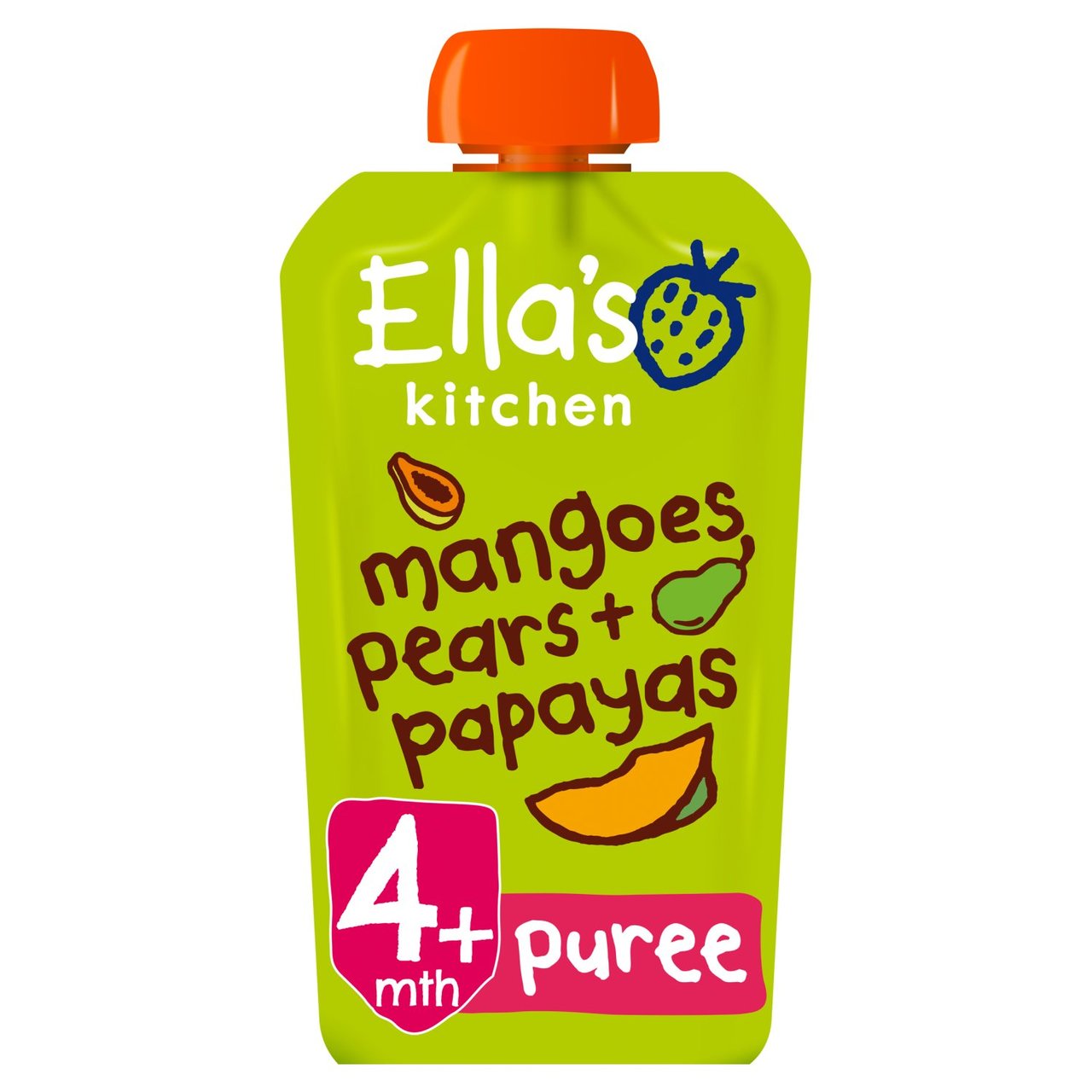 Ella's Kitchen Mangoes, Pears & Papayas Organic Puree Pouch, 4 mths+ 120g