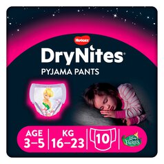 Huggies DryNites Girls Pyjama Pants for Bed Wetting Age 3-5 Years 10 per pack
